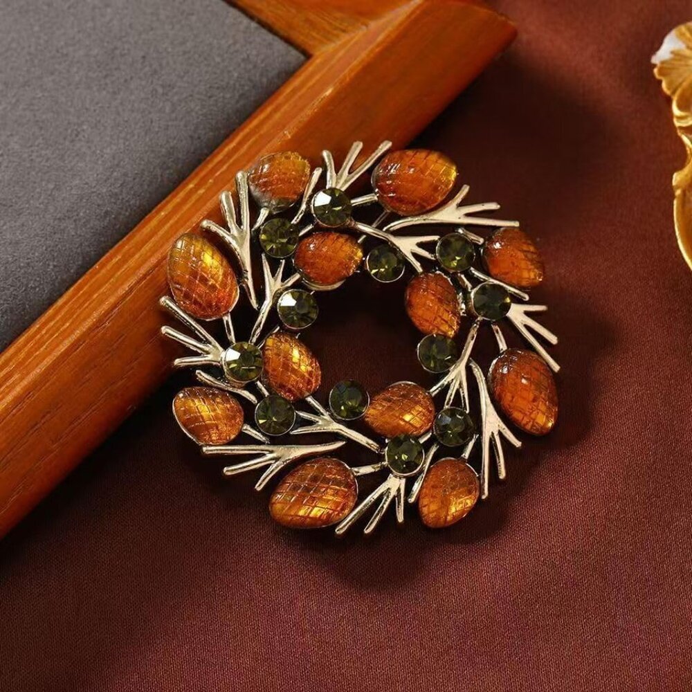 Halloween Thanksgiving Fall Christmas Theme Crystal Brooch Set with Rhinestone C - Picture 6 of 8